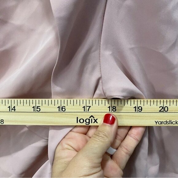 De La Vali Dress Size 8 Satin Blush Pink Long Sleeve Open Back Mini - Picture 9 of 12